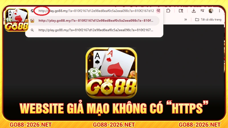 Website giả mạo không có “https”